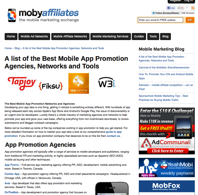 mobyaffiliate best mobile app promotion agency
